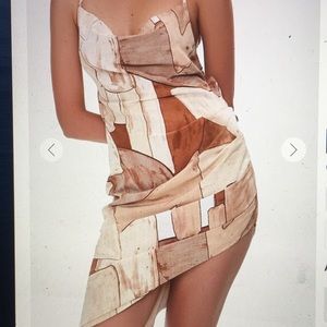 Geo Print Lace-Up Dress